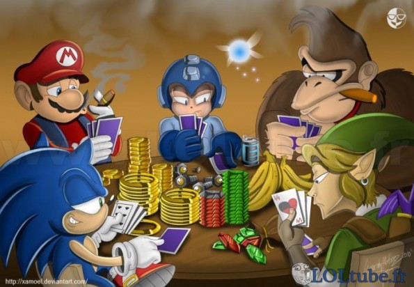 Mario Sonic Link and co jouent au poker