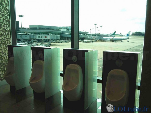 Toilettes avec vue sur des avions