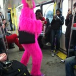 Un singe rose dans le métro